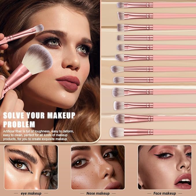 Professional Comfort Makeup Tool Set, 54pcs/set Brush & Today Sponge & Powder Puff & Headband & Brush Cleaning Bowl, Multi-sue Facial Makeup & Cleansing Accessories (pink)