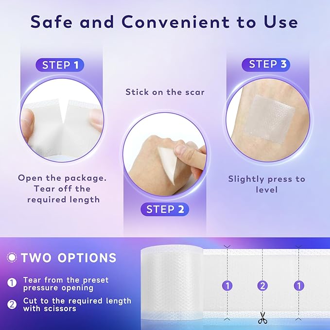 Silicone Scar Sheets, Silicone Scar Tape(1.6"x 60" Roll-1.5M), Medical Grade Scar Sheets, Scar Tape for Surgical Scars, Burn, C-Section, Keloid Scars, Acne Treatment, Stretch Marks Removal