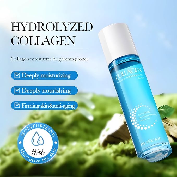 6 Pcs Collagen Skin Care Set for Teen Girls, Hydrating Skincare Set with Cleanser, Toner, Lotion, Serum, Cream & Eye Cream for Teens & Women,