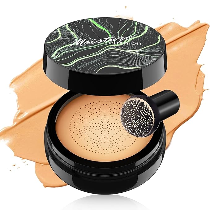 Mushroom Head Air Cushion CC Cream for Older Women, Medium Coverage Lightweight Up To 24H Wear Intense Moisture, Self Adjusting for Mature Skin, Vegan Formula (Medium)