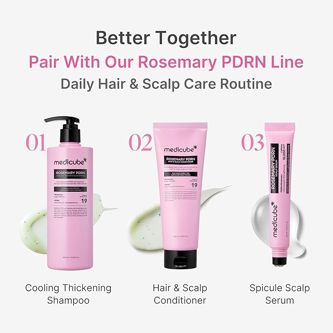 medicube Rosemary PDRN Clarifying Shampoo | Refreshing, Nourishing Care for Fine, Weak-Looking Hair | Amino Acid for Strengthening & Nourishing Formula | Korean Hair Care, 13.52 fl.oz