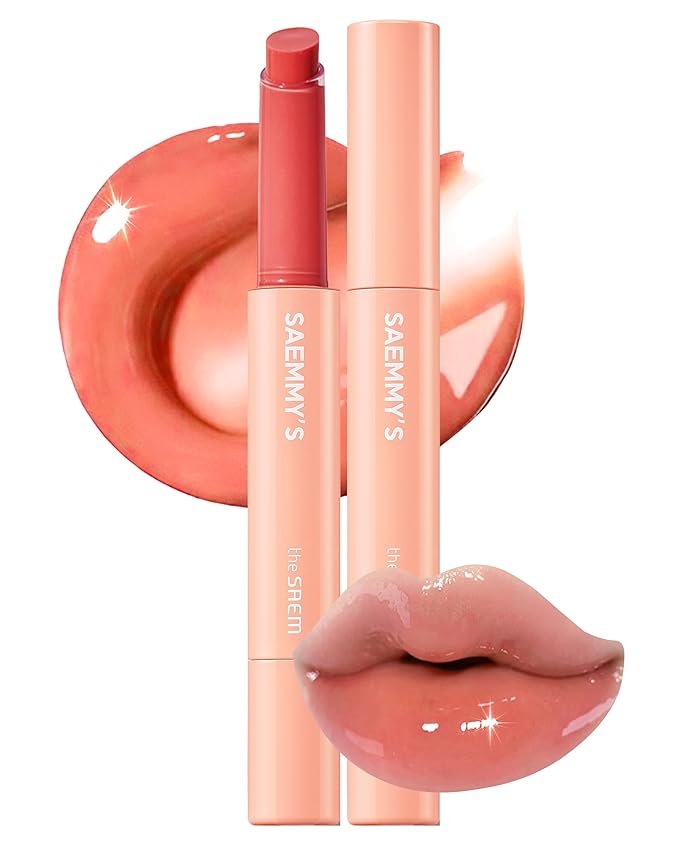THESAEM Saemmy's Syrup Shot Melting Balm - Plumping Lip GLoss Lipstick for Glazed Shine Lips - Korean Lip Makeup - Long Lasting Moisturizing, 0.06oz. (02 Peach Coat)