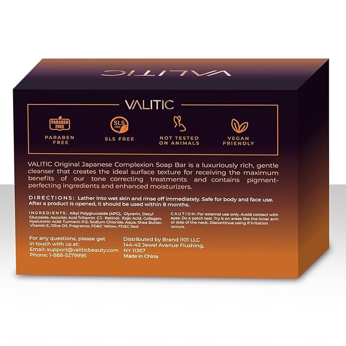 VALITIC Kojic Acid Dark Spot Corrector Soap Bars with Vitamin C, Retinol, Collagen, Turmeric - Original Japanese Complex - Hyaluronic Acid, Vitamin E, Shea Butter, Castile Olive Oil - 3 Pack With Bag