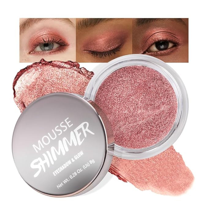Peach Coral Shine Cream Shimmer Eyeshadow – Warm Peach Coral Eye Shadow, High Pigment Glitter Pearl Shade, Waterproof Long-Lasting Crease-Proof Single Eyeshadow for Natural Soft Glam Eye Makeup 4