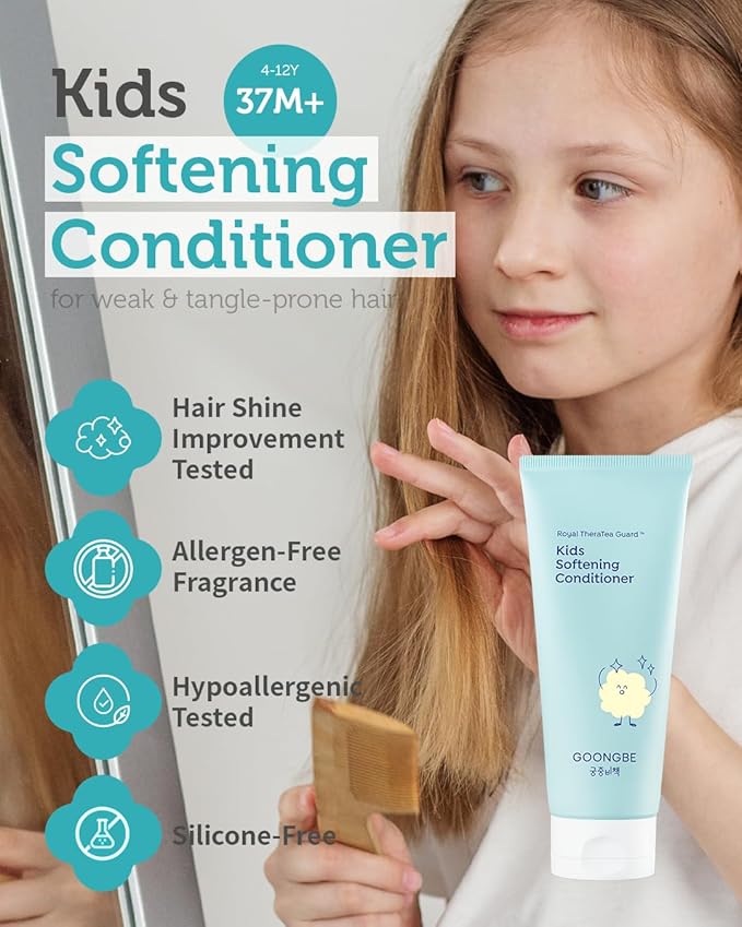 GOONGBE Kids' Korean Silicone-Free Low pH Fresh Shampoo & Conditioner for Sensitive Scalp - Deep Cleansing for Oily Scalps & Softening for Weak, Frizzy Hair - Allergen-Free Scent, 10.1 fl.oz & 6.76 oz