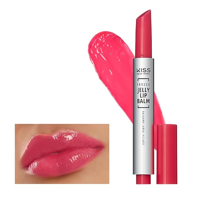 KISS NEW YORK Frozen Jelly Lip Balm Pen, High Shine Lip Gloss for Sheer Tint, Hydrating Melting Lipstick with Hyaluronic Acid, Cooling Effect with Menthol, Non-Sticky & Long Lasting (Soft Cherry)