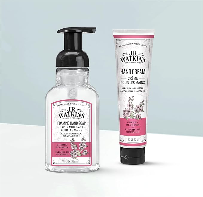 J.R. Watkins Foaming Hand Soap Pump with Dispenser, Moisturizing All Natural Hand Soap Foam, Alcohol-Free, Cruelty-Free, USA Made, Use as Kitchen or Bathroom Soap, Cherry Blossom, 9 fl oz, 15 Pack