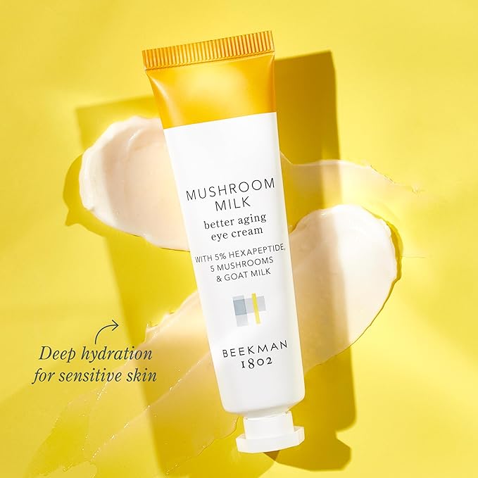 Beekman 1802 Mushroom Milk Better Aging Eye Cream (0.68 fl oz) + Milk Shake Hydrating Toner & Face Mist (8.1 fl oz) - Good for Sensitive Skin - Cruelty Free