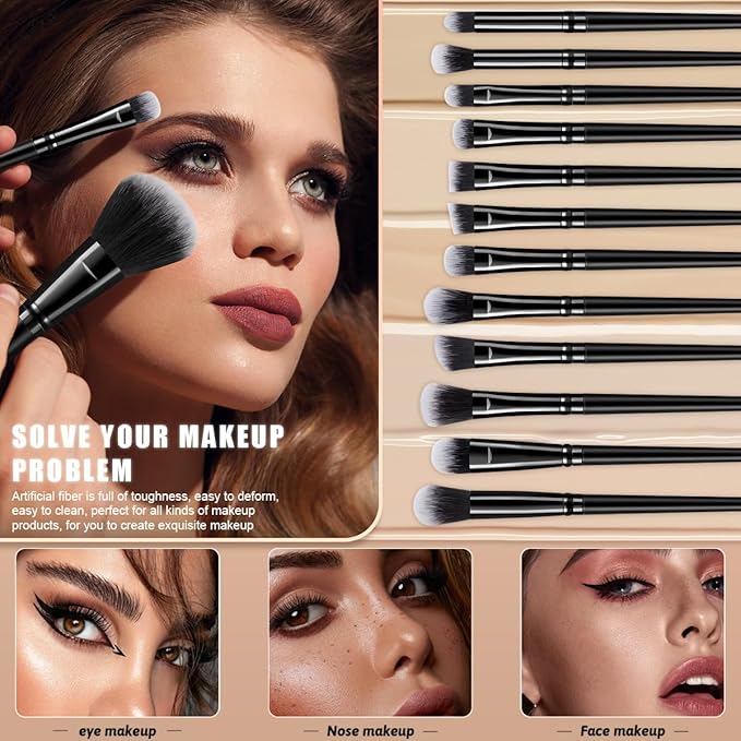Professional Comfort Makeup Tool Set, 54pcs/set Brush & Today Sponge & Powder Puff & Headband & Brush Cleaning Bowl, Multi-sue Facial Makeup & Cleansing Accessories (black)