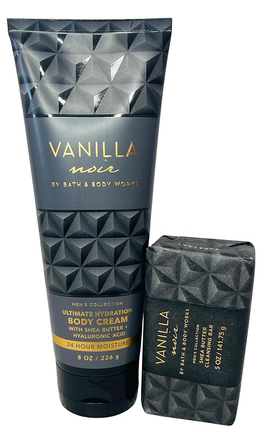 Bath & Body Works Vanilla Noir Ultimate Hydration Body Cream and Body Cleansing Bar 2 Piece Set