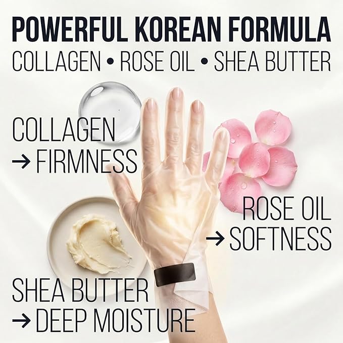 Hand Moisturizing Gloves – Overnight Hand Mask with Collagen – Korean Skin Care Moisturizer Lotion, Cottong Gloves for Dry Cracked Hands for Women & Men Moisturizer Treatment, Sleeping Hands Cream