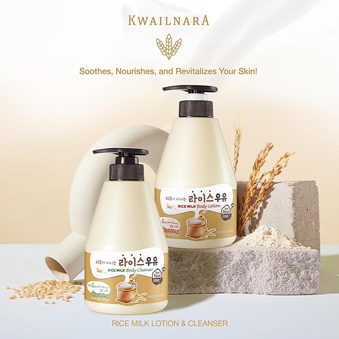 Kwailnara Rice Milk Body Lotion (19.75 Fl Oz) – Korean Body Lotion for Deep Hydration & Nourishing Care | Milk Protein, Royal Jelly, & Rice Extract for Radiance | Paraben-Free & Non-Greasy