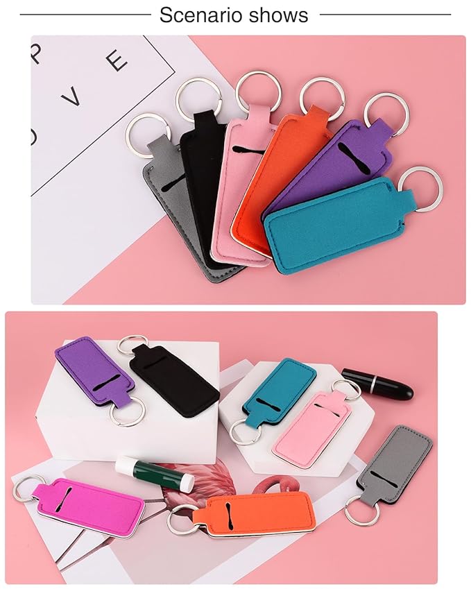 Chapstick Holder Lip Balm Sleeve Pouch Chapstick Holder With Clip Lipstick Lip Gloss Holder Stocking Stuffers Gift for Women (7pcs)