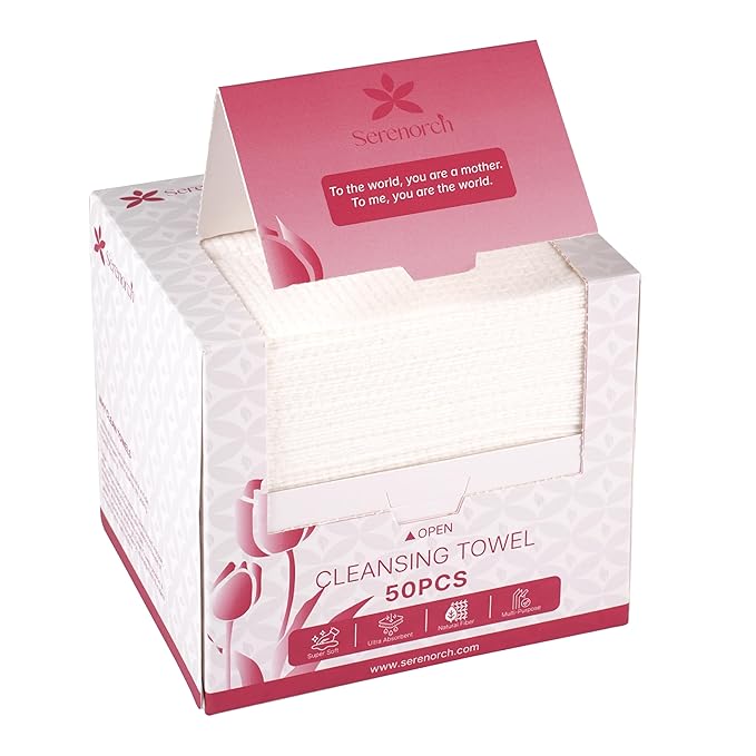 Mother's Day for Mom from Daughter Son, Disposable Face Towels XL 50 Count, Ultra Soft Facial Tissues for Sensitive Skin, Makeup Remover Dry Wipes, Best Mom Birthday Gift Ideas