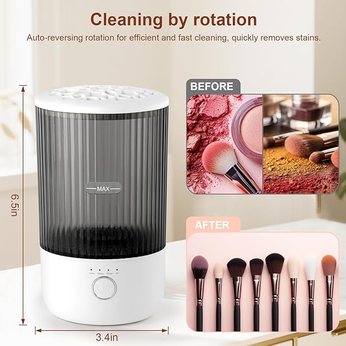Electric Makeup Brush Cleaner, 6500RPM Automatic Makeup Brush Cleaner Machine, Portable Design with 1800mAh Rechargeable Battery for All Brush Sizes, Perfect Gift for Makeup Lovers