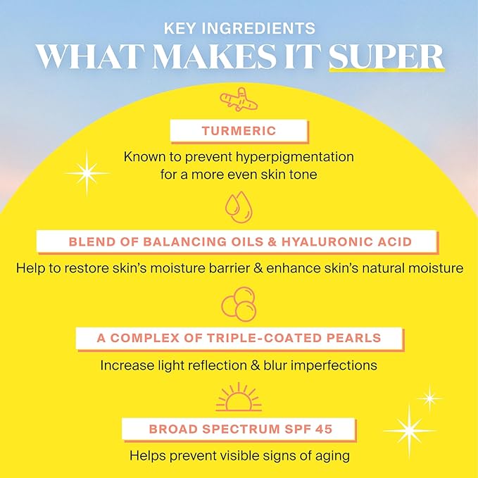 Supergoop! Glowscreen Sunlighter Glow & Protect Stick SPF 45 - Sunrise - 0.35 oz - Sheer, Sunkissed Finish - Doubles as a Highlighter