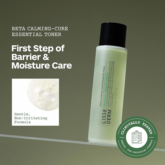 Beta Calming-Cure Essential Toner –70% Hinoki Cypress Water, Hydrating & Soothing Toner for Sensitive Skin, Lightweight Watery Texture, Clean Ingredients, Korean Skin Care, 200ml/6.76fl.oz.