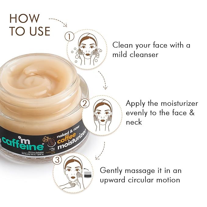 mCaffeine Naked and Raw Coffee Moisturizer - 48-Hour Face Cream Controls Excess Oil - Gel-Based Lotion Instant Moisture - Hyaluronic Acid - 1.69 oz