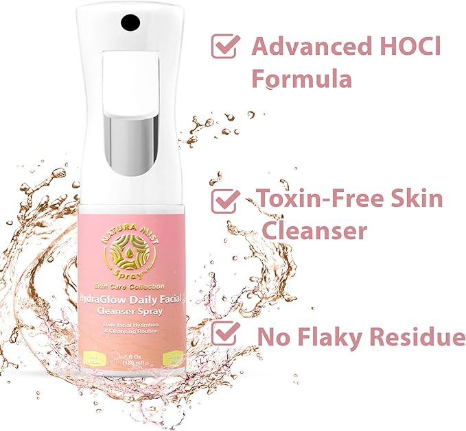 Natura Mist Hypochlorous Acid HOCl Spray for Face & Skin, Daily Cleanser & Hydrating Toner - Hypoallergenic, Alcohol-Free Gentle Mist for Sensitive Skin – 6 oz
