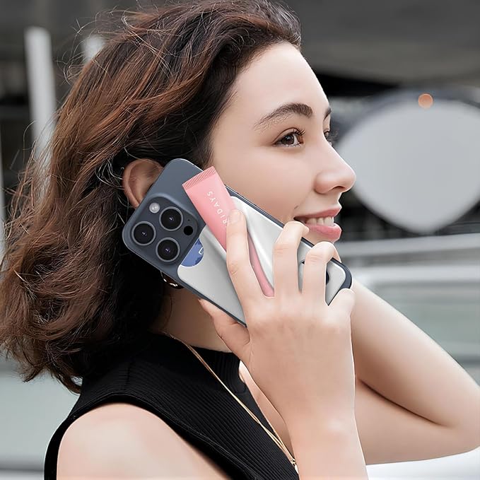 DOB SECHS Large Silicone Lip Holder with Card Holder Compatible with Summer Fridays, Tower 28, Laneige Lipstick Lip Glaze Phone Case Back Stick On Holder for iPhone and Android Smartphones,Grey