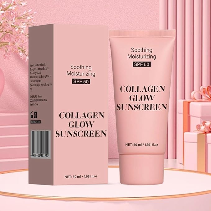 Collagen Sunscreen SPF 50, Moisturizer Sunscreen for Face, Broad Spectrum Sunscreen for Face & Body, Lightweight Non-Sticky Hydrating Lotion,Travel Size (1pc)