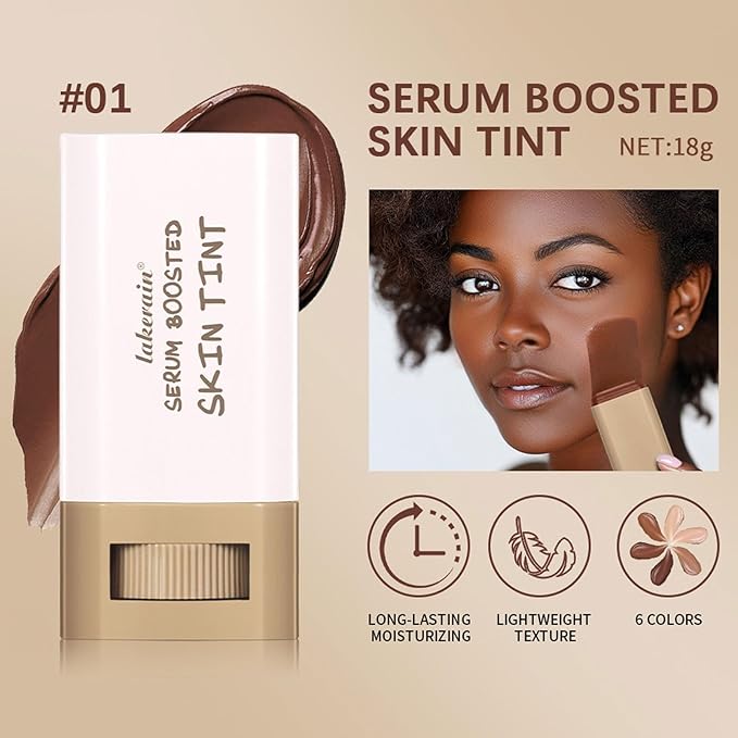 Beauty Balm Serum Boosted Skin Tint, Foundation Makeup Stick Hydrating Tinted Moisturizer, Lightweight and Buildable Solid Tinted Hydrating Serum Foundation Contour Stick, Natural Finish(01#)