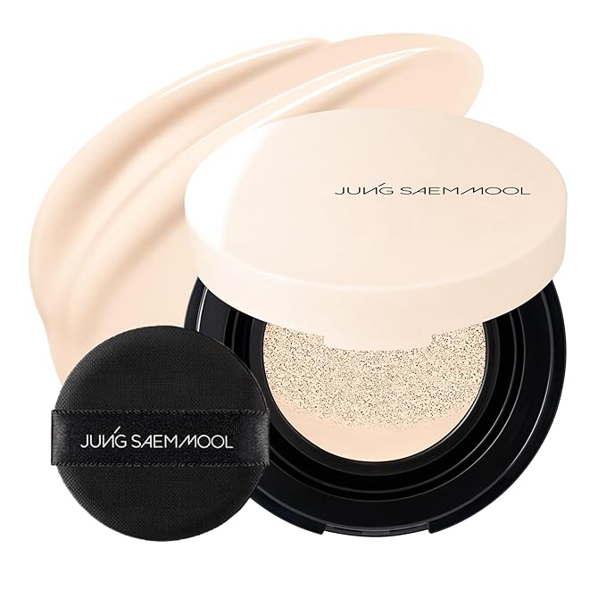 JUNG SAEM MOOL Essential Skin Nuder Cushion | Natural Finish, Buildable Coverage Cushion Foundation by Korean Makeup Artist (Mini, 0.17 Fl Oz), 10N Shell Cream