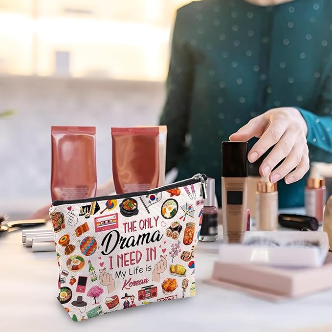 Drama Korean Makeup Bag, Drama Korean Gifts For K-Pop Lovers, K-Pop Makeup Pouch, Travel Toiletry Bag With Zipper, Birthday Graduation Christmas Gifts For Best Friend Bestie Her
