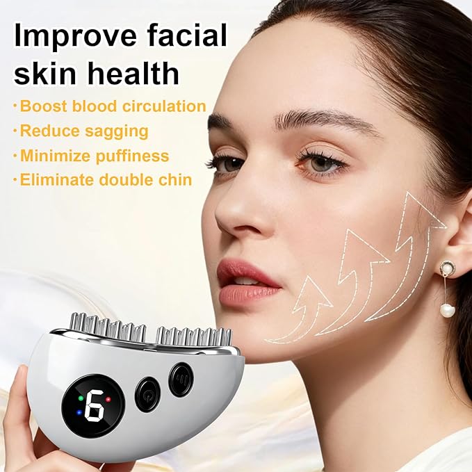 New Lymphatic Contour Face Brush, Lymphatic Drainage Massager, Double Chin Reducer, Gua Sha Facial Tools,9-Function Gear Adjustment, Facial and Body Sculpting,for Jawline & Puffiness (White)