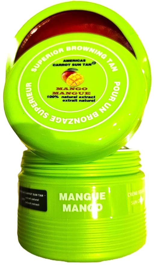 Mango Cream - Natural Tanning Cream - Fast Tanning Enhancer with Carrot & Henna for Beach & Sun Bed - Deep Golden Tan, Moisturizing Browning SPF 0