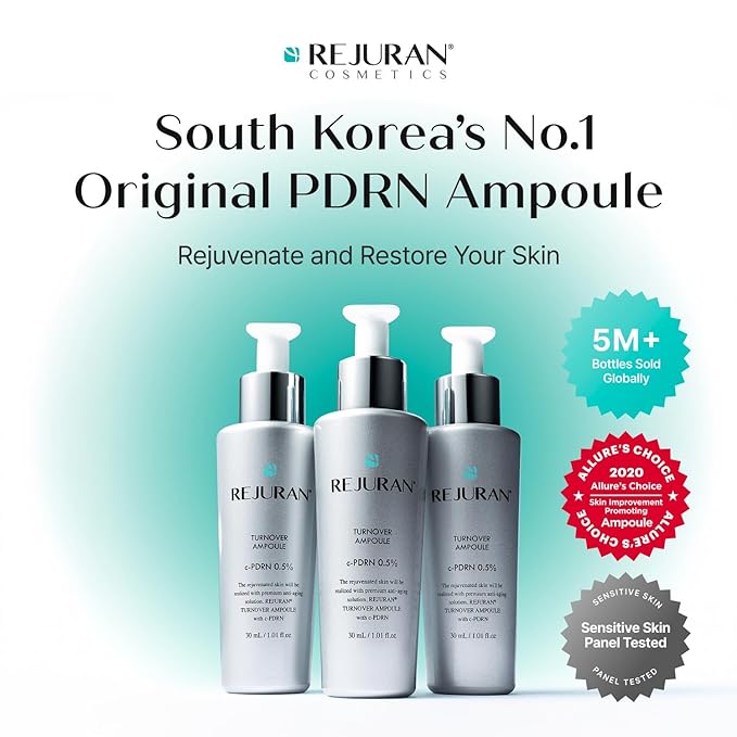 REJURAN® Turnover Ampoule, c-PDRN® – Original Salmon DNA PDRN Face Serum for Rejuvenation, Firming, Hydration & Youthful Glow, Refines Skin Texture. Korean Skincare (1.01 fl oz)