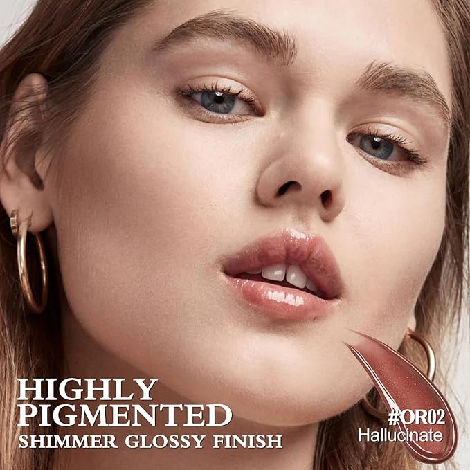 FOCALLURE Sparkling Gem Lip Plump, Hydrating & Volumizing Lip Plumper Gloss Balm, High-Shine Lip Plumping Pen, Plumps & Moisturizes, Vegan & Cruelty-Free, HALLUCINATE