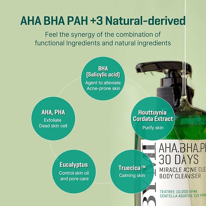 SOME BY MI AHA BHA PHA 30 Days Miracle Toner 2EA & Miracle Acne Clear Body Cleanser