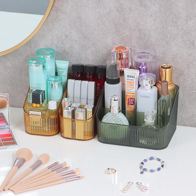Grean Makeup Brush Holder Organizer for Vanity, Bathroom Countertop Organizer 5 Cups, Toiletry Organizer, Storage & Display for Skincare, Perfume, Hairbrush, Sunglasses & Desk Accessories