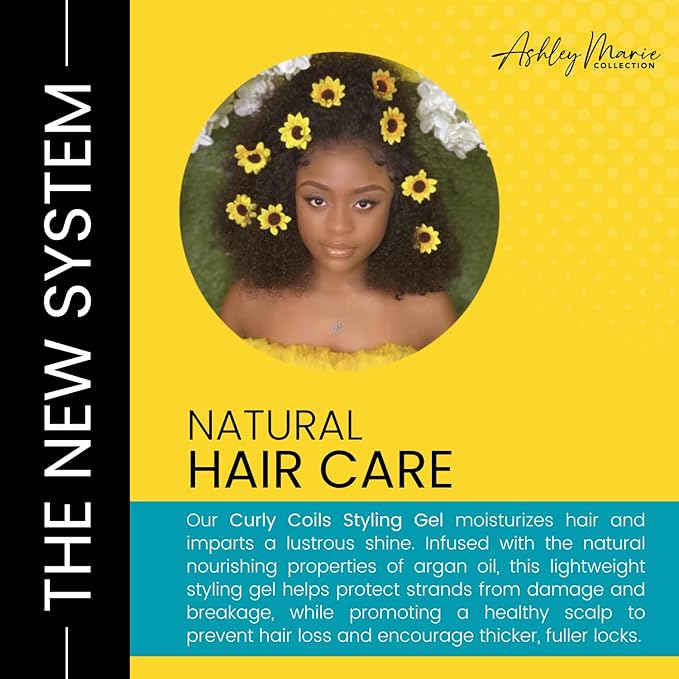 The Hair Diagram - Ashley Marie Curly Coils Styling Gel with Wheat Protein & Argan Oil - Nourishing Natural Ingredients - Moisturizing Gel For Curly Hair - Color Safe - Paraben & Sulfate Free - 12oz
