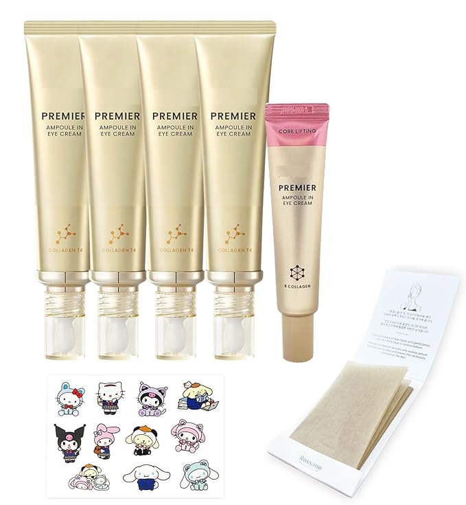 Self tanner 11 PREMIER AMPOULE IN EYE CREAM 40ml(1.35 fl.oz) X 4Pack + SEASON 11 Eye Cream 12ml With ROSANO Oil Control Paper + Kitty Friends Sticker ***Be sure to check the additional components!!***