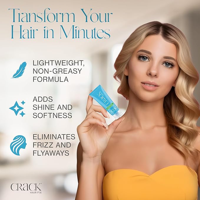 Crack HAIR FIX Trial and Travel Size Styling Creme - Multi-Tasking, Anti-Frizz, Leave-In Styling Aid With Protection from Humidity, Chlorine, Heat Treatments & Sun (.75 oz - PACK OF TWO)
