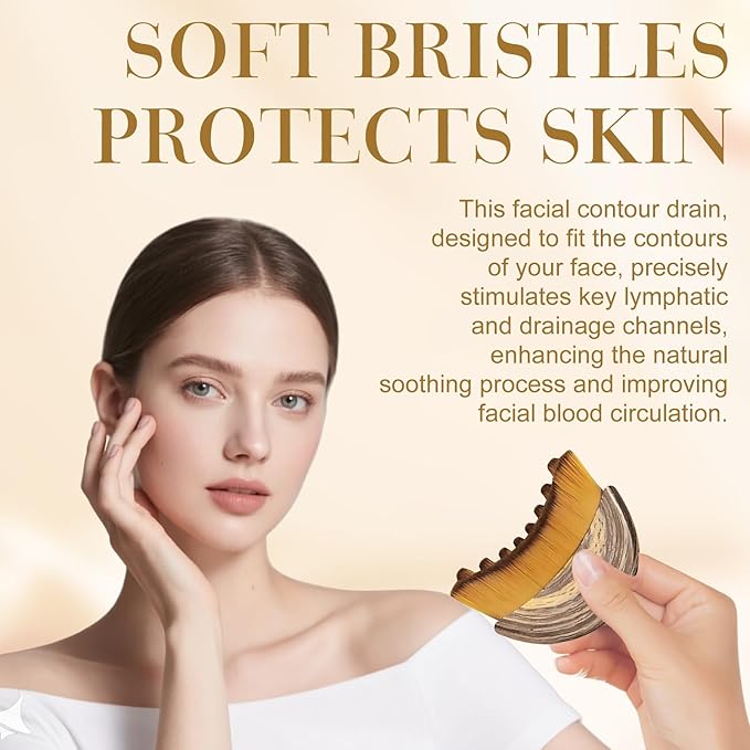 2 PCS Lymphatic Contour Face Brush, Lymphatic Face Brush Anti-Puffiness, Detox & Lift, Lymphatic Brush, Facial Brush Ergonomically Designed to Fit The Skin Precisely and Relieve Fatigue