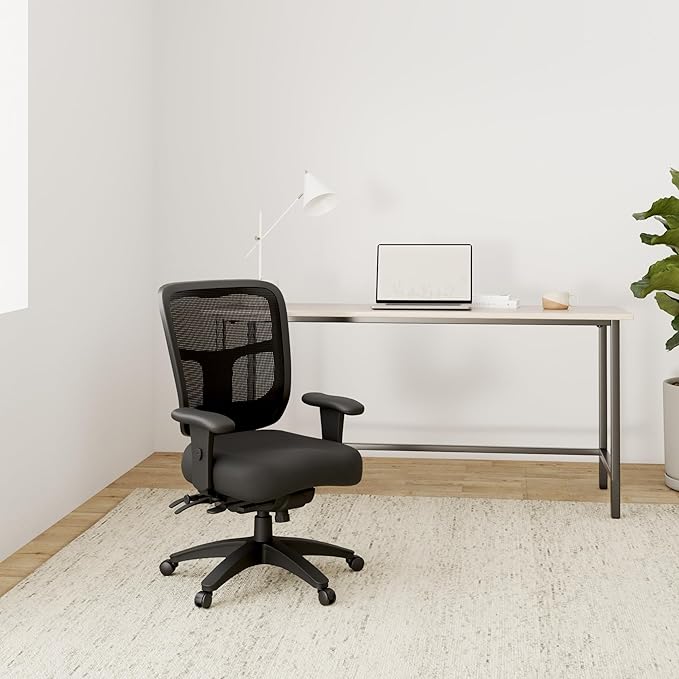 Office Star ProGrid Breathable Mesh Manager's Office Chair with Adjustable Seat Height, Multi-Function Tilt Control and Seat Slider, Mid Back, Coal FreeFlex Fabric