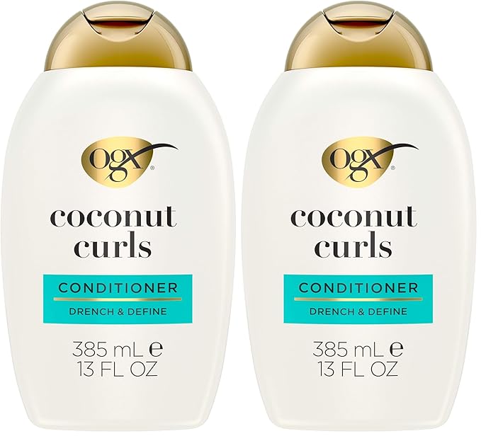 OGX Quenching + Coconut Curl-Defining Conditioner | For Curly Hair | With Coconut & Citrus Oil | Paraben & Sulfate-Free | 13oz Pack of 2