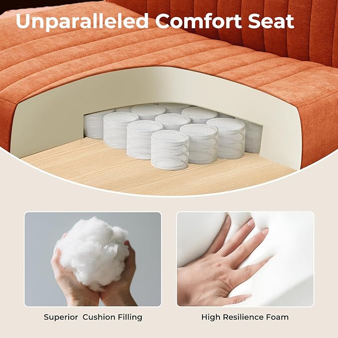 Convertible Base Criss Cross Chair with Pocket Springs & Thicker and Wider Cushions, Armless Legged Office Chair Relieves Back Pain, Swivel Vanity Chair for Living Room/Office, Orange