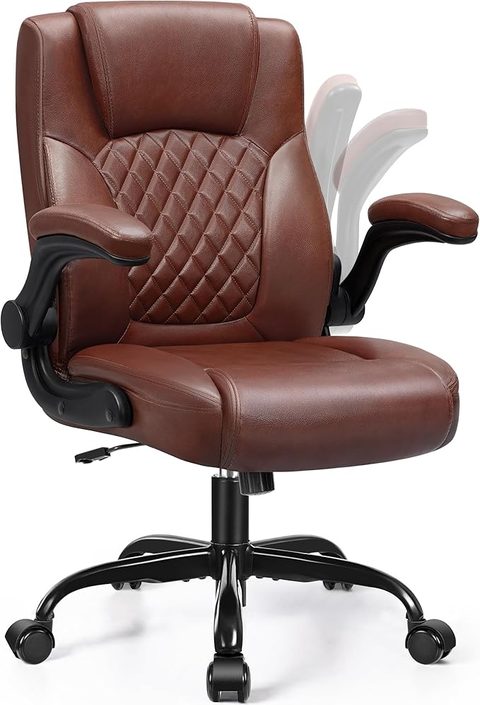 Leather Office Chair, PU Home Computer Desk Chairs with Ergonomic Back Support, 360°Swivel Free，Small Gaming Chair with Wheels and Adjustable Armrests, for Short People Use