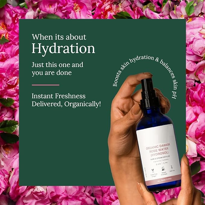 Rose Water (Hydrosol), 200 ml | Face Toner for Glowing, Brighter and Hydrated Skin | Made with Bulgarian Damask Roses - Clinically Tested