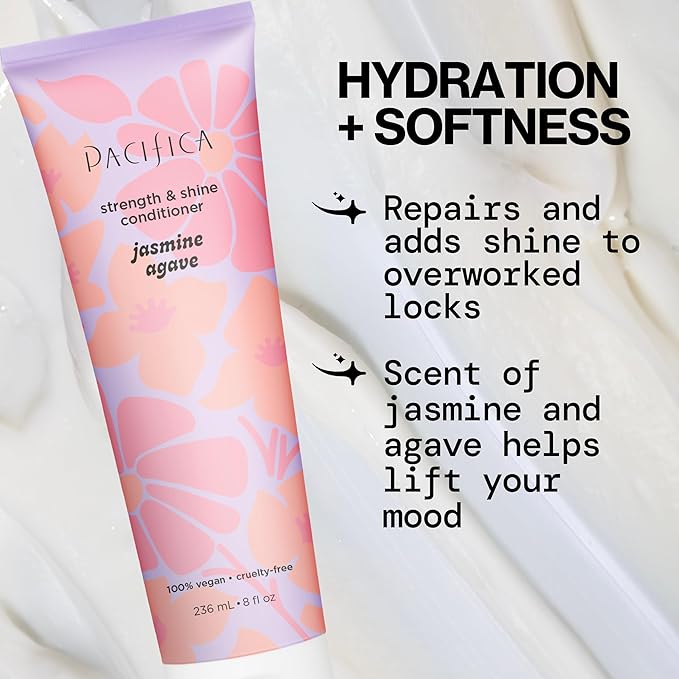 Pacifica Jasmine Agave Strength & Shine Conditioner – Repair Treatment for Dry, Damaged & Bleached Hair, Strengthens & Restores Shine, Clean Beauty, Vegan Cruelty-Free Dermatologist Tested