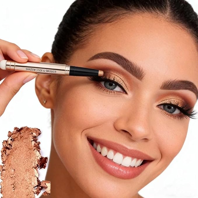 2 in1 Champagne Gold Eyeshadow Stick Cream Shimmer Smooth Glitter Eyeshadow Pencil Hypoallergenic Natural Waterproof Long Lasting Eye Shadow Multi-Dimensional Eyes Look （Champagne Shimmer # 04）