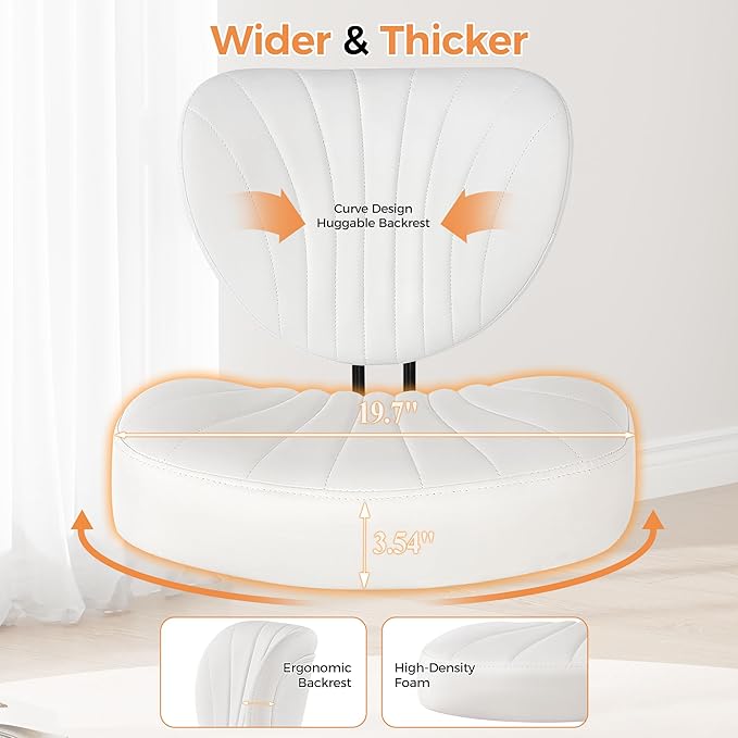 Cross Legged Office Chair, Ergonomic Criss Cross Chair with Wheels, 360° Swivel Height-Adjustable Meditation Chair for Yoga & ADHD, Wide Kneeling Chair with Strong Lumbar Support (White) BPY01W