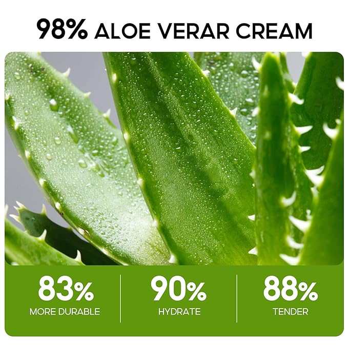 Aloe Vera Face Cream Moisturizer, Moisturizing Cream with 98% Organic Natural Aloe Vera, Long Lasting Deep Moisturize, Soothing & Nourish Dry Skin, Lightweight & Non-Greasy Formula