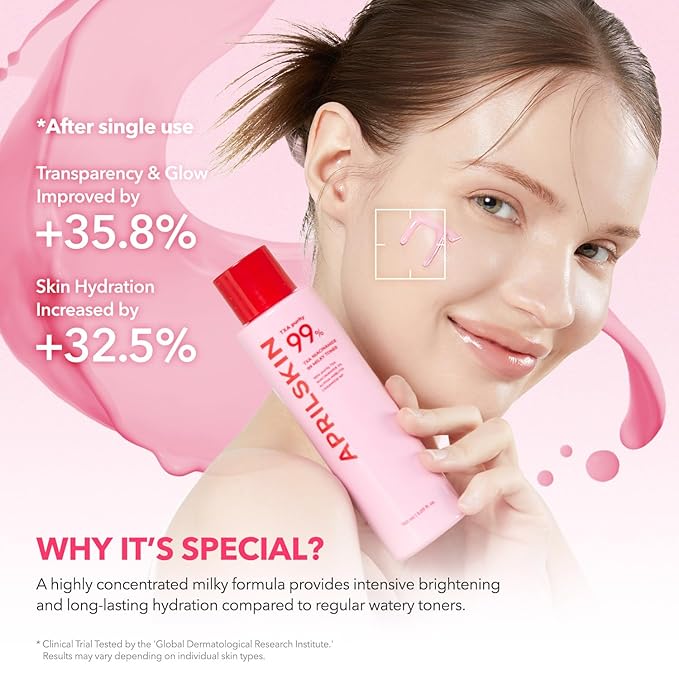 APRILSKIN TXA Glass Skincare Trio: TXA Niacinamide Toning Shot 99 Spicule Facial Serum, TXA Niacinamide 99 Pink Milky Toner and TXA Pink Capsule Gel Mask(4ea)