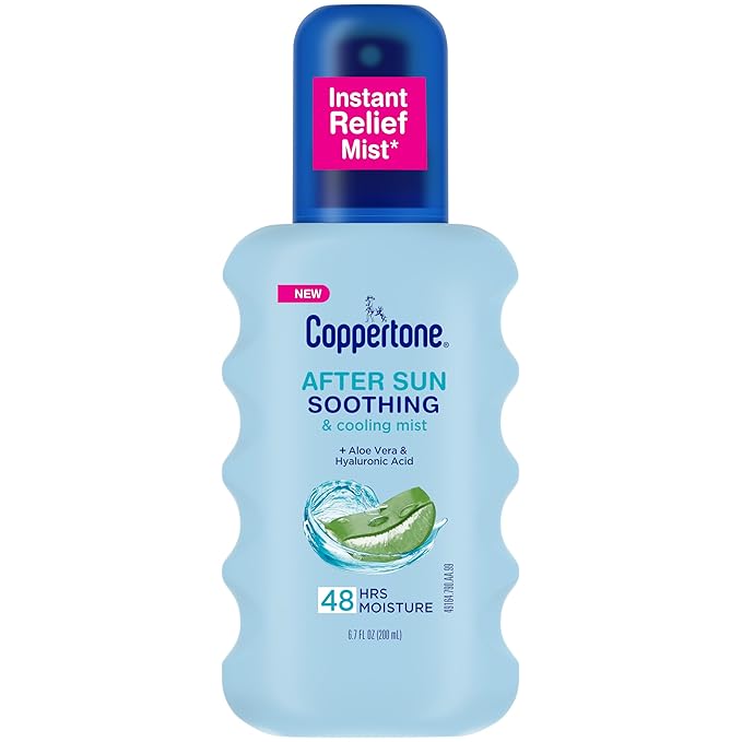 Coppertone After Sun Mist With Aloe Vera and Hyaluronic Acid, Soothing and Cooling Mist for Sun-Stressed Skin, Dermatologically Tested, Hypoallergenic After Sun Skin Care, 6.7 Oz Bottle