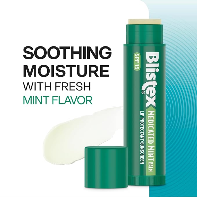 Blistex Medicated Mint Balm - Soothes and Protects - Advanced Medicated Lip Care for Dry, Chapped Lips - Blistex: Specialized Solutions for Healthy Lips - SPF 15 Sun Protection 3 Count, 0.15oz Ea.